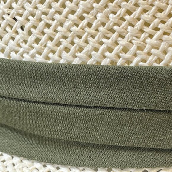 Natural Fiber Straw Fedora Casual Sun Hat w/Pleated Green Band - Picture 7 of 15